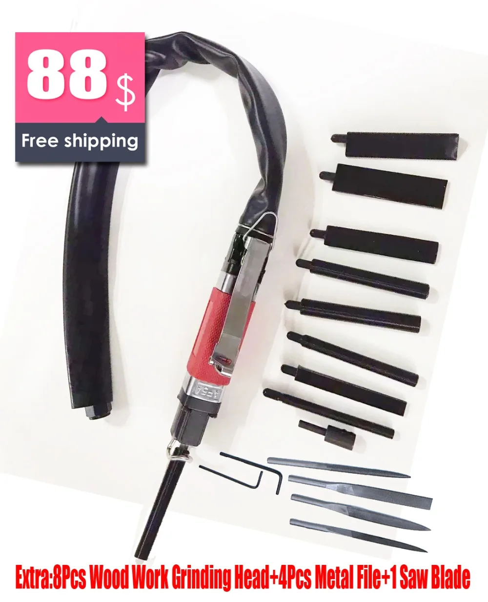 

Air Cutting Tool Multi-Function Pneumatic Air Body Saw Reciprocating File Machine AF-5A Word Grinding Metal Polishing Work Set