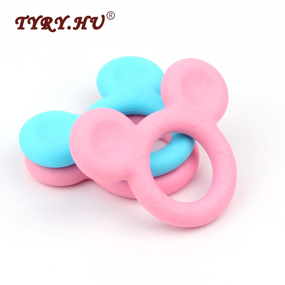 TYRY.HU 5pcs/ lot Mouse Baby Teether Silicone Beads Candy Color Baby