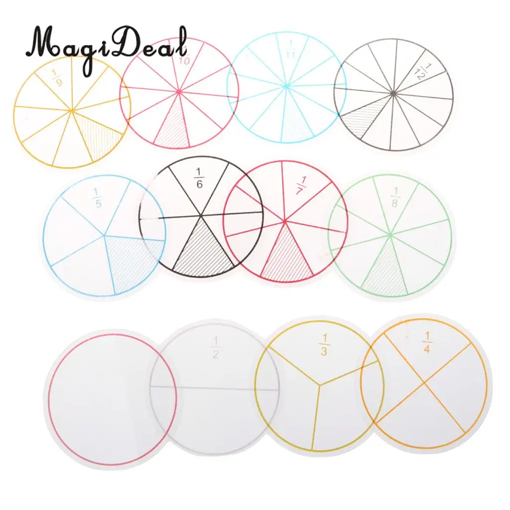 2 set of 24pcs Plastic Numbered Fractions Circles Math Chips Mathematics Number Kids Student Teaching Aids Toy