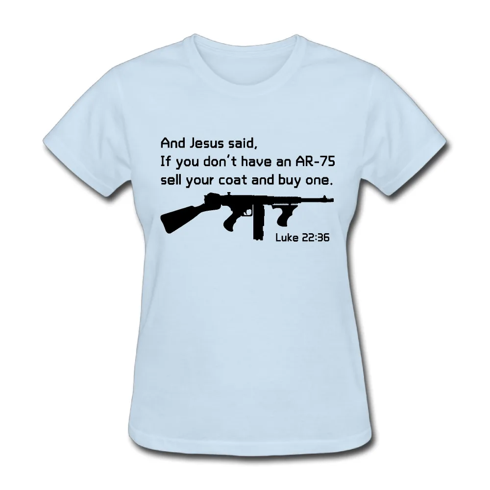 Women's Tumblr Jesus AR15 Pro Gun Hipster Style Crew neck Female T