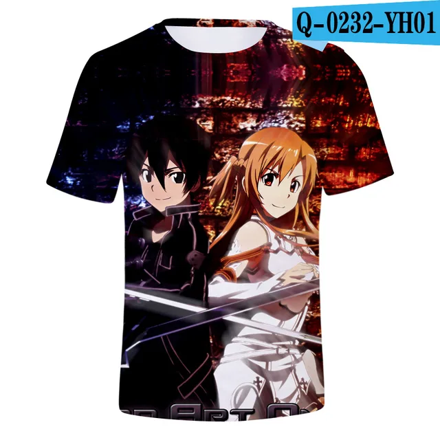 Sword Art Online 3d printed t-shirt kids men women Japan Hot Anime SAO tshirt Swordsman t shirts Tee brand Clothing