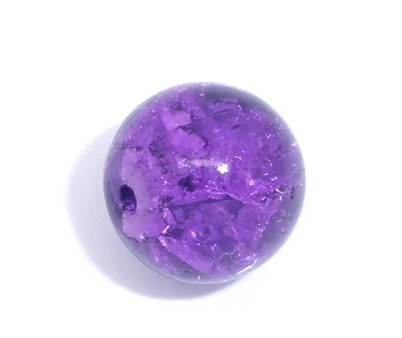 

DoreenBeads Glass Loose Beads Round Purple Crackle About 10mm( 3/8") Dia, Hole: Approx 1.4mm, 25 PCs new