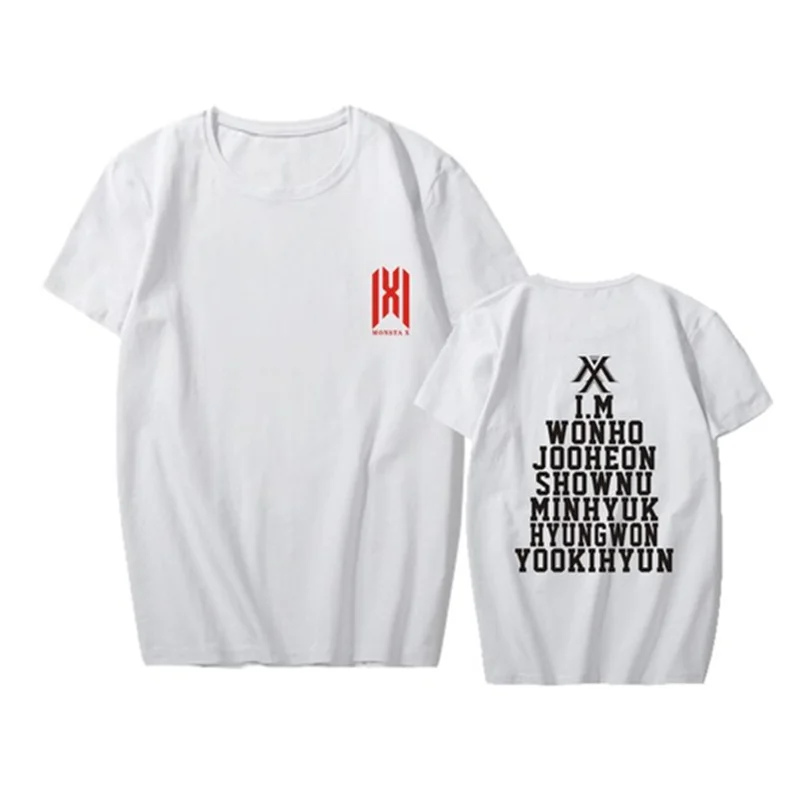 MONSTA X environing t-shirt WE ARE HERE World Tour concert с короткими рукавами футболки, чтобы играть песни для мужчин и женщин Лето