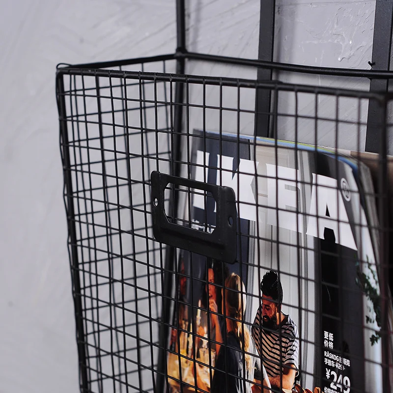 الأمريكية الأوروبية بسيطة الحديد مكتب متعددة طبقة مجلة رف صحف جدار شنقا سلة التخزين الجدار شنقا