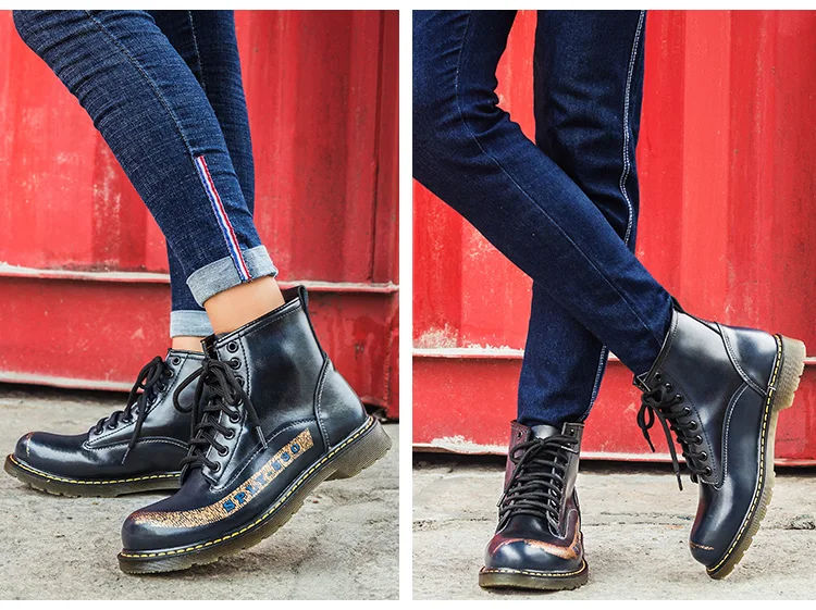Новая тенденция любителей рабочие ботинки Size35-44 Для мужчин рабочие ботинки Винтажная обувь Для мужчин теплые сапожки красный кожаный