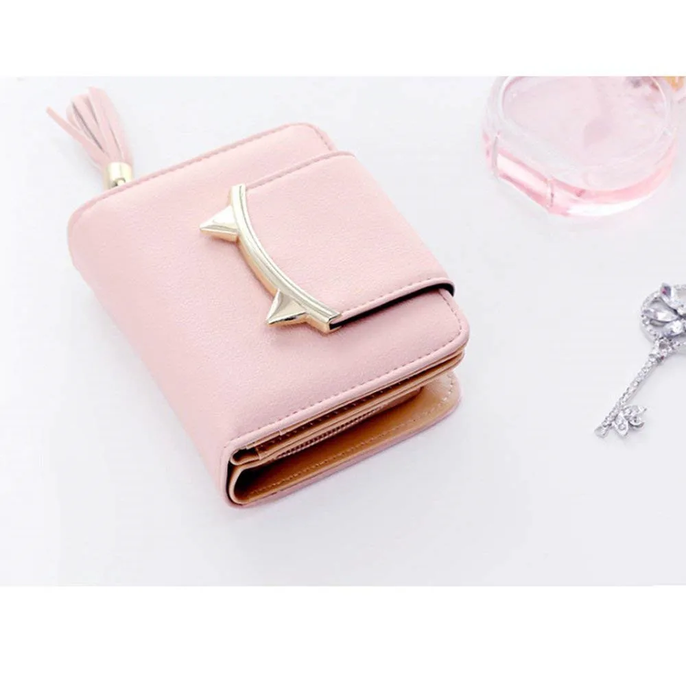 Women Cat Ear Wallet Adorable Pink Tassel Coin Small Purse Money Card Holder for Ladies,Girls02