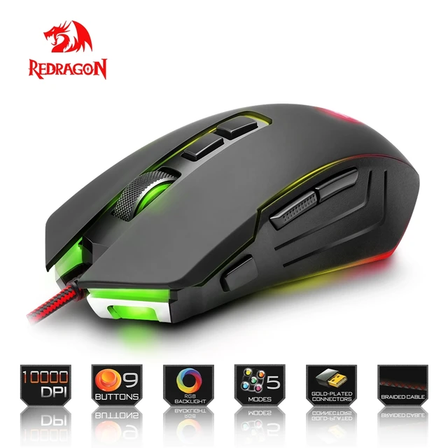 Best Price Redragon USB Gaming Mouse 10000DPI 9 buttons ergonomic design for desktop computer accessories programmable Mice gamer lol PC Best Price Redragon USB Gaming Mouse 10000DPI 9 buttons ergonomic design for desktop computer accessories programmable Mice gamer lol PC