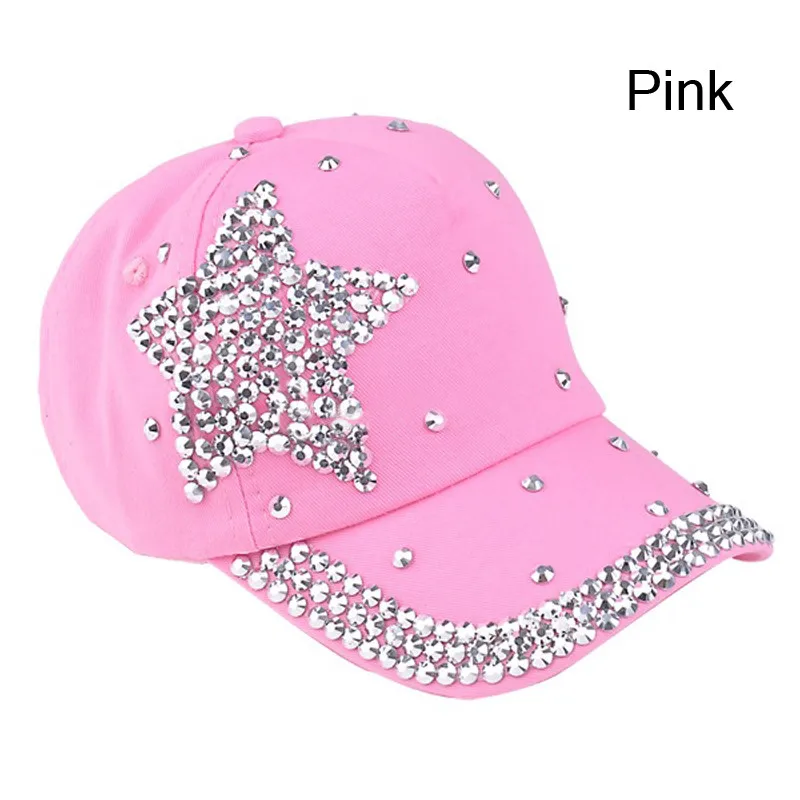 Pink Модная новинка, 5 цветов, бейсболки в форме пятиконечной звезды, повседневные Детские хлопковые кепки с регулируемой регулировкой для мальчиков и девочек - Цвет: Pink