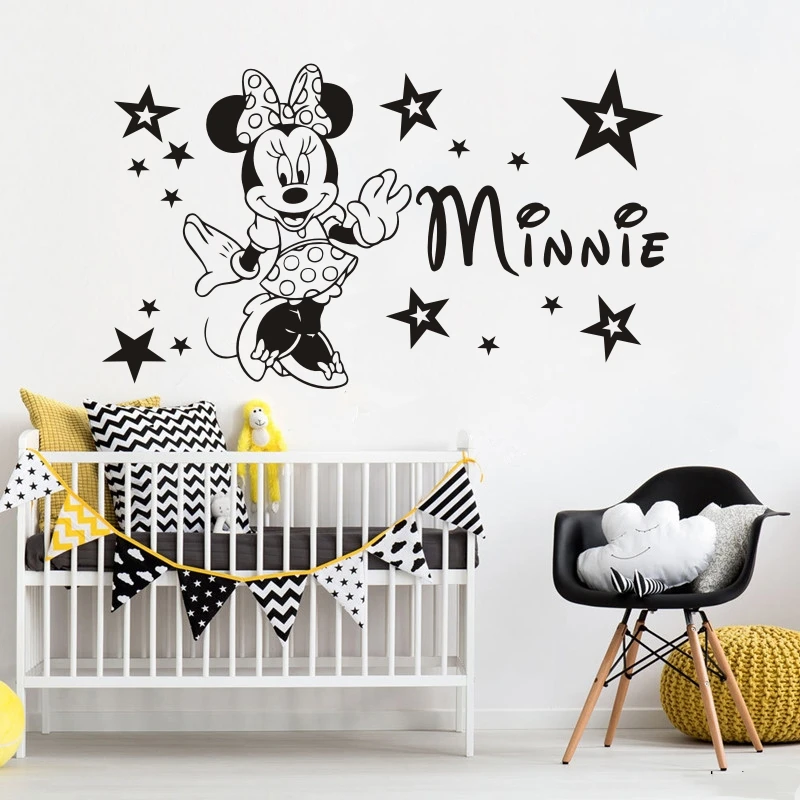 

Minnie Mouse Custom Name Wall Sticker Vinyl Art Design Vinilos Poster Mural Home Decoration Beauty Kids Baby Girsl Bedroom W169