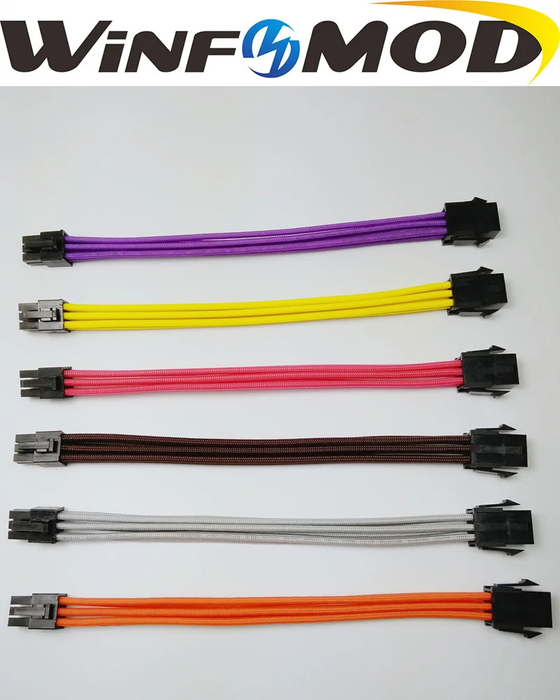 WinfMOD PCI-E 6PIN Female to Male 18AWG PSU удлинитель кабеля питания/кабель с фиолетовым/желтым/розовым/серым/оранжевым/коричневым рукавом