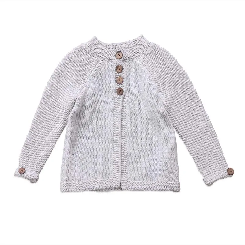 Зимняя одежда для девочек свитеры для детей, для маленьких девочек модный кардиган на пуговицах с длинным рукавом свитера-накидки трикотажное пальто одежда 1-8Years - Color: Gray