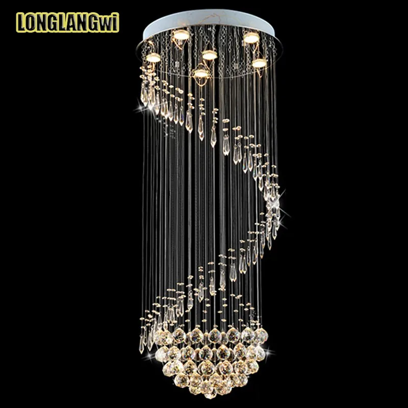 

New Modern LED k9 Crystal Chandeliers Light Fixture Crystal Lamp Hall living room staircase crystal chandelier