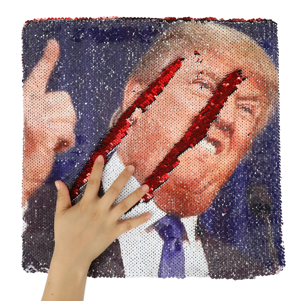 Волшебная наволочка с пайетками в стиле знаменитостей Трамп, двухсторонний цвет, забавный подарок, вечерние Блестки, 40x40 см, наволочка
