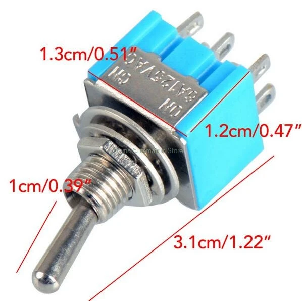 5 шт. DPDT ON-2 позиций 6-pin с фиксацией миниатюрный переключатель переменного тока 125V 6A