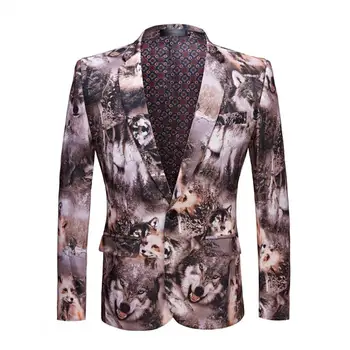 

Printed suit Wolf totem pattern coat professional design recreation and leisure party coat slim perfect shape leisure suit