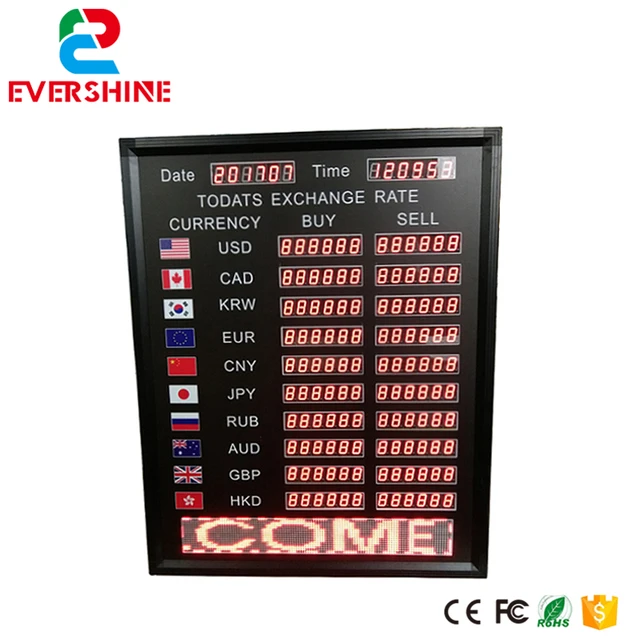 Led Electronic Display Sign Multinational Exchange Rate Dispaly Led Electronic Display Sign Multinational Exchange Rate Dispaly Date And Time Panel Bank Board