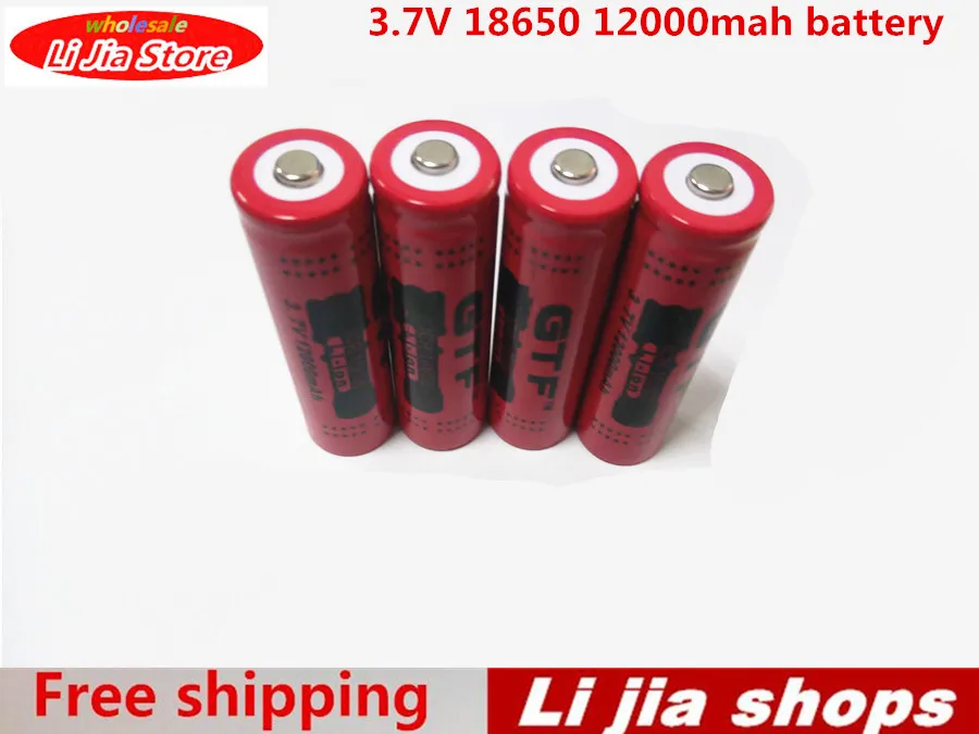 

4pcs/lot 3.7V GTF 18650 12000mAh Rechargeable Battery for LED Flashlight