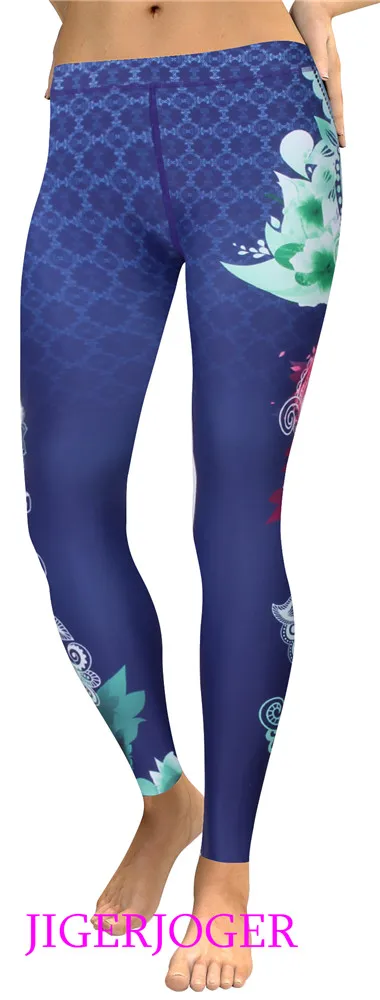 High Waist Retro Blue Side Floral legging (4)