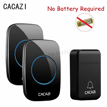 

CACAZI EU/US/UK Plug Self-Powered Wireless Doorbell Waterproof Smart No Battery Need 200M Remote LED Cordless Door Bell 38 Rings