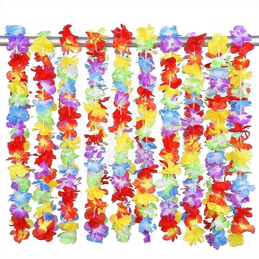 

10pcs Hawaii Artifical Flower Necklace Hawaiian Leis Wreath Garland Summer Beach Party DIY Hawaiian Party Decorations J5