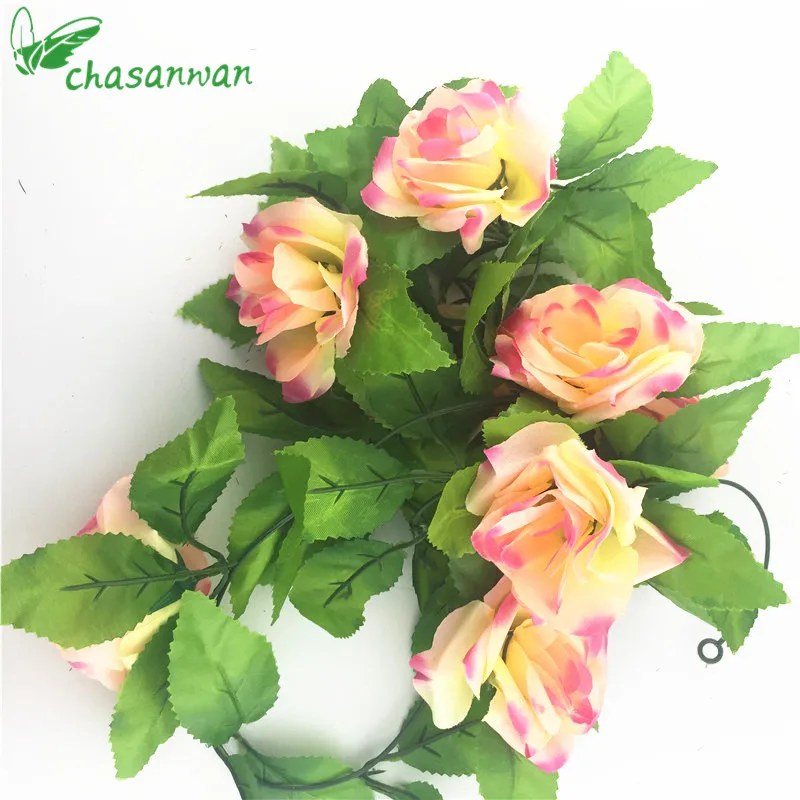 Hot 2.5m Artificial Flowers ivy Roses Silk Flowers Garland DIY Flowers for Wedding Garden Home Decor Accessories Flower vine.L Hot 2.5m Artificial Flowers ivy Roses Silk Flowers Garland DIY Flowers for Wedding Garden Home Decor Accessories Flower vine.L
