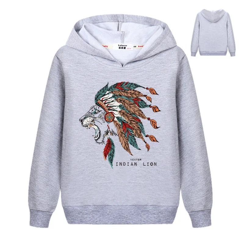 

New Cartoon Indian Lion King Head Print Hoodies Boy Girl Spring Autumn Sweatshirts Streetwear Tracksuits Casual Pullovers Tops