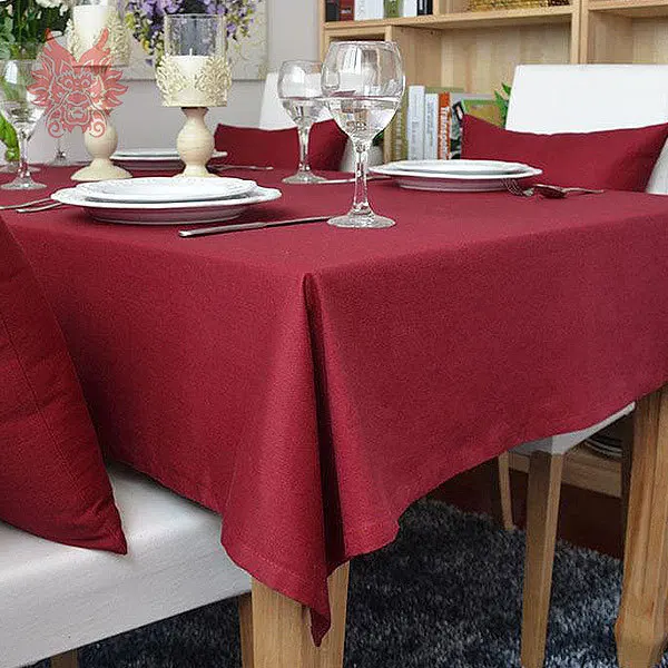 Hot sale Modern style dark red Table Cloth 100cotton table cover for