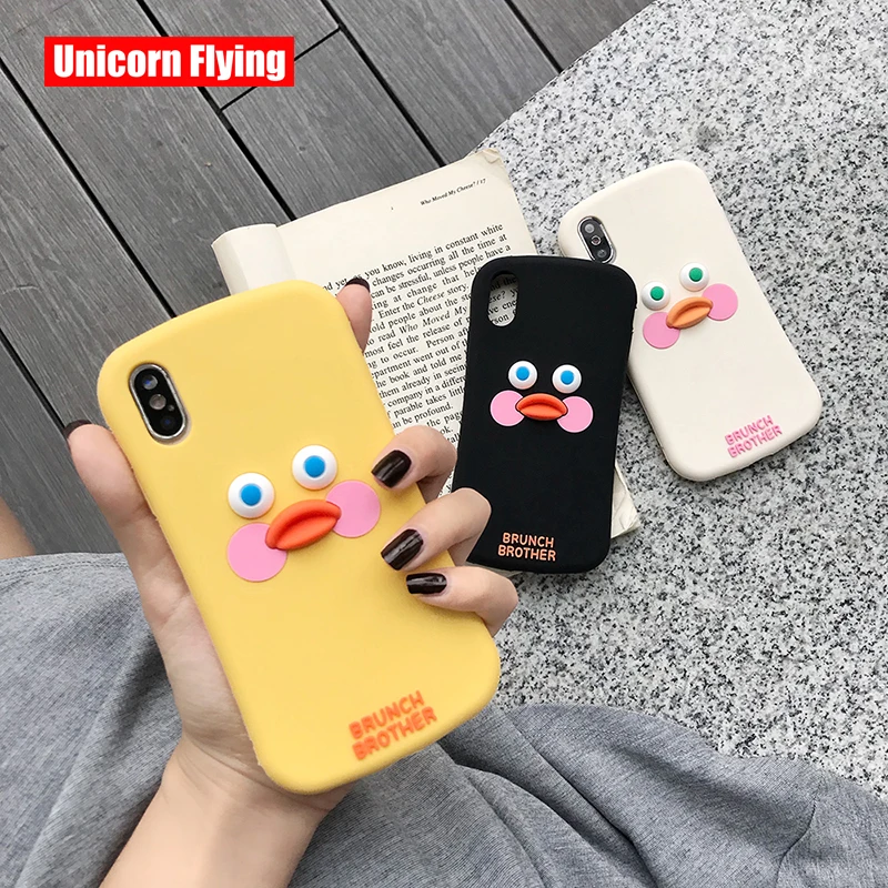 

LinXiang 3D Lovely Funny Yellow Duck Soft Silicone Phone Case Back Cover For iphone 6 6s 7 8 Plus X XS Max XR 11 pro