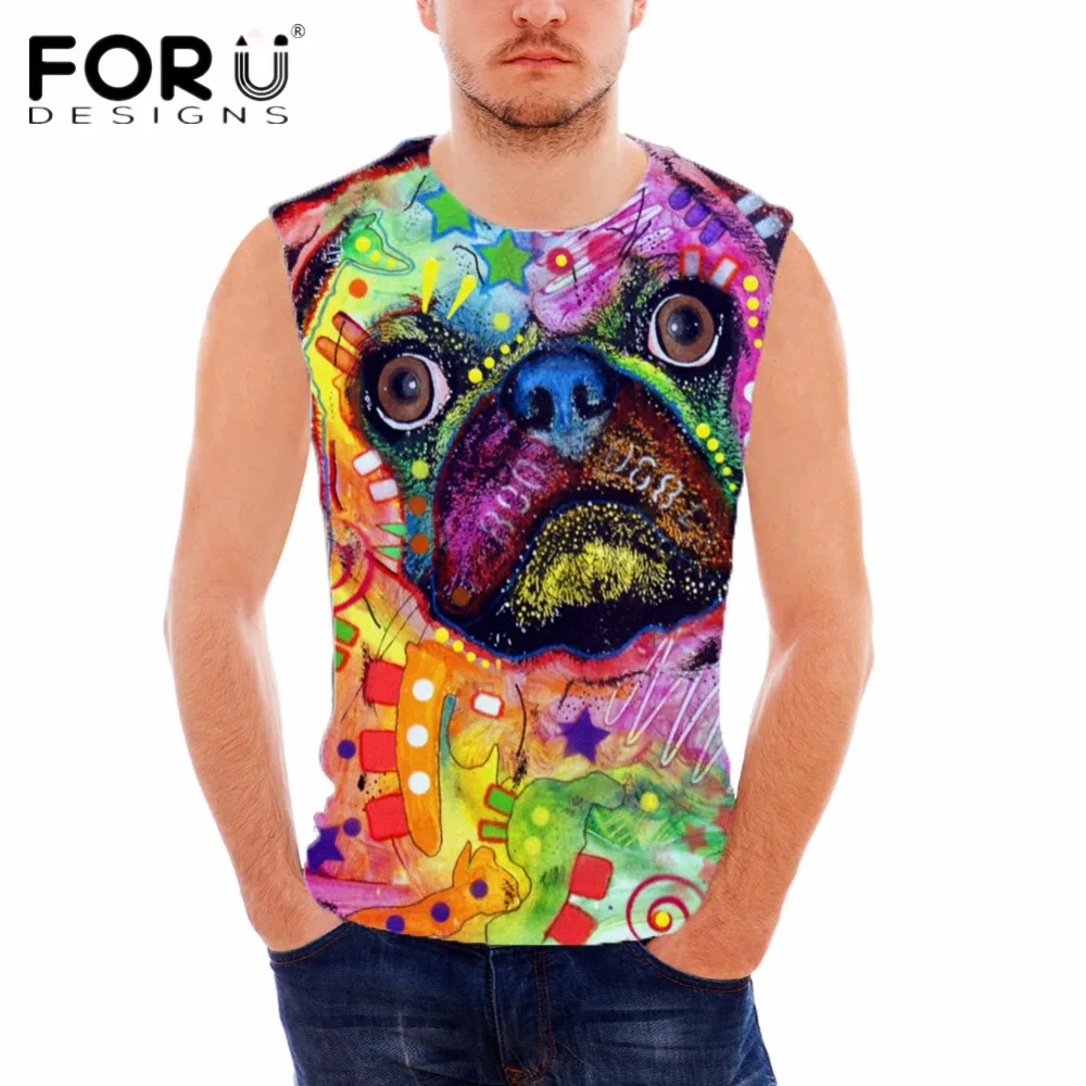FORUDESIGNS/Мужская одежда, мужская 3D цветная майка с рисунком собаки, мужская майка для фитнеса, бодибилдинг, жилет Летний без рукавов, Blusa Masculina