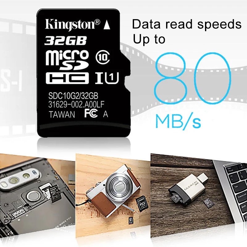 Kingston микро Флэшка карта памяти Mini 16 ГБ 32 64 Гб 128 MicroSDHC UHS I SD/TF дощечка для записей