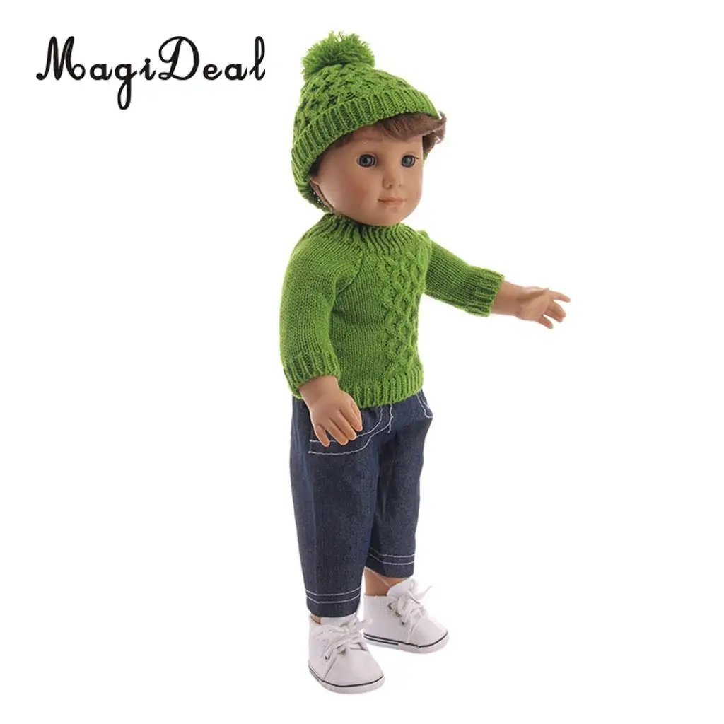 18inch American Doll Festival Party Clothing - Lovely Sweater Knitted Tops & Jeans Pants Hat Outfits For   Doll
