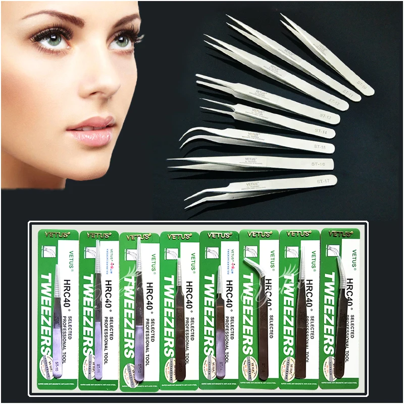 Individual Eyelash Extension Tweezers Stainless Mink Volume Eyelashes Lashes Tweezer Vetus Lash Pincet Makeup Pinzas Cejas Tools