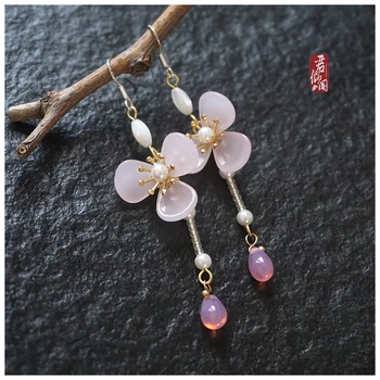 

Taohuawu Matching Earrings Handmade original jewelry 925 Tremella sweet gift the Qixi Festival bestie hook