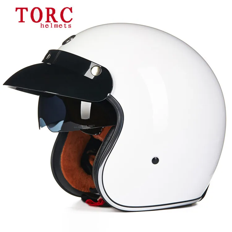 Гривна T57 винтажный шлем мото rcycle с открытым лицом 3/4 шлем с внутренним козырьком moto cross jet Ретро capacete шлем moto ECE - Цвет: white