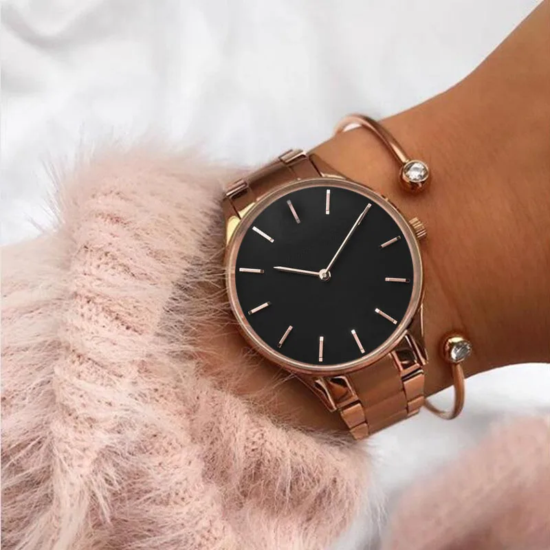Mavis заяц 34 мм часы из розового золота Красота& черные и белые сетчатые кварцевые часы люкс Для женщин наручные часы для подарка - Окраска металла: SET 2