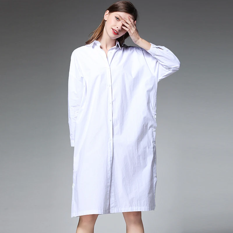 Grandi Lunghe Ufficio Delle Nuovo Dimensioni Signora Di White Modo Molla Maniche Casual Nero 2019 Della amp; black A Donne Vestiti Camicette Bianco Cotone zYxdzwHvq