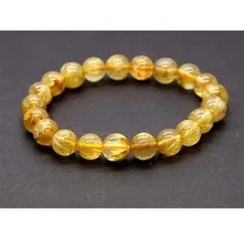 Золотой натуральный Золотой Рутиловый Кварц стрейч браслет круглые бусины 9 мм
