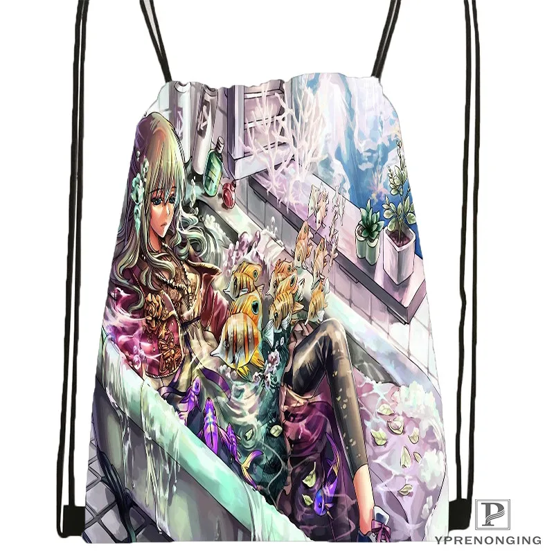 Custom Cute Girl Christmas Drawstring Backpack Bag Cute Daypack Kids Satchel Black Back 31x40cm 2018612 01