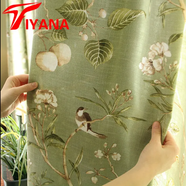 Best Offers Rustic Green Color Leaves Curtains For living Room Kitchen Door Linen Birds Printed Partition Window Drapes Home Decor P145D3 Best Offers Rustic Green Color Leaves Curtains For living Room Kitchen Door Linen Birds Printed Partition Window Drapes Home Decor P145D3