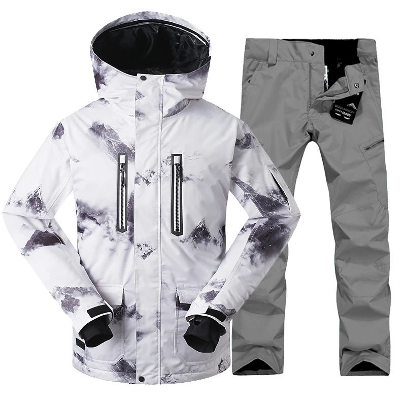 

Gsou snow ski suit set male Outdoor skiing suit set Men thermal waterproof twinset plus size Windproof jacket and pants sets
