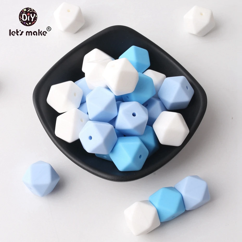 

Let's Make 100pcs Silicone Teether Can Chew Geometric Hexagon Beads Teething DIY Accessories Nursing Material Baby Teethers