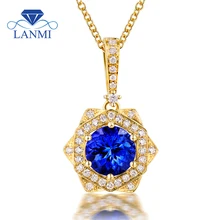 Новинка! Овальная подвеска из танзанита, ожерелье с натуральным бриллиантом 14 к, желтое золото, фантастическое свадебное ювелирное изделие для жены, рождественский подарок