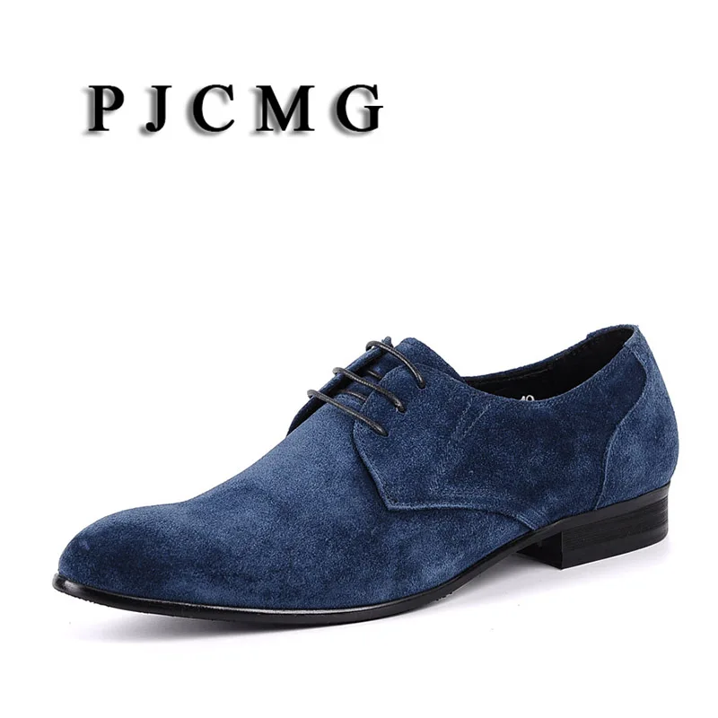 PJCMG Summer Fashion Mens Suede Black/Brown/Blue Casual Man Nubuck Leather Slip-On Leisure Men Flats Chaussure Homme Shoes | Обувь