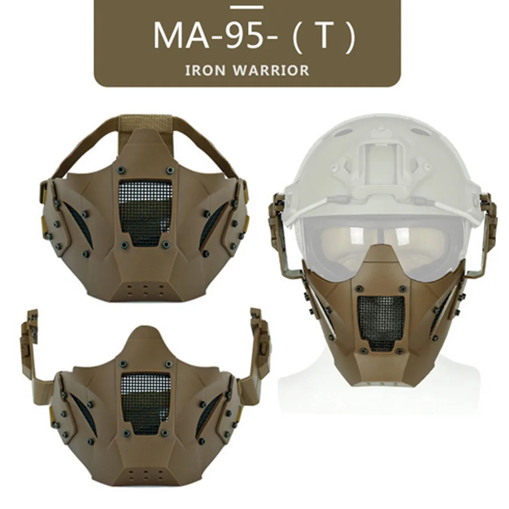 WoSporT тактический страйкбол Iron Warrior маска на пол-лица маска Применение с быстрой Шлем Военная униформа для CS Охота Стрельба Пейнтбольные аксессуары
