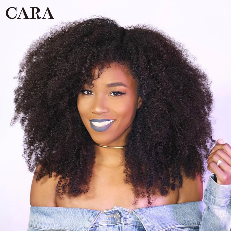 Mongolian Afro Kinky Curly Hair Human Hair Bundles 4B 4C Hair Weave Remy Natural Human Hair Extensions CARA Products 1 Pc