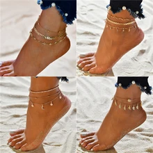 Набор ножных браслетов ZORCVENS с кристаллами и блестками, пляжные ювелирные изделия для ног, винтажные браслеты на щиколотке для женщин, летние ювелирные изделия, вечерние украшения, подарок