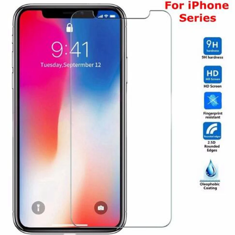 

2PCS Tempered Glass For Apple iPhone XR 7 8 6 6S Plus Screen Protector For iPhone XS Max X 5 5S SE Protect Film Retail Box