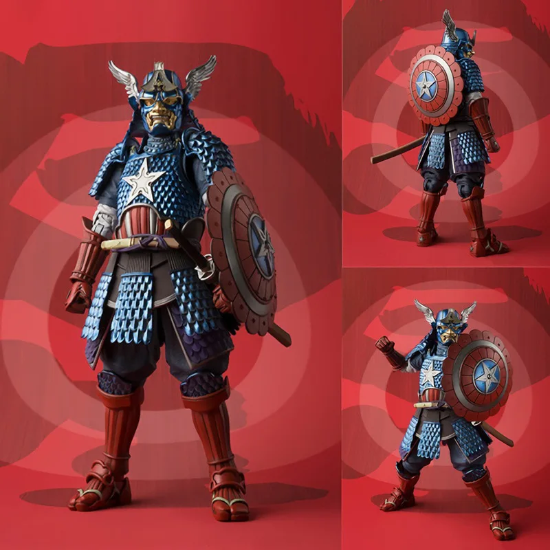 

2018 HotsaleTopekia 17cm Marvel Samurai Moveable Joint Captain America Bandai Meisho Manga Realization Action Figure