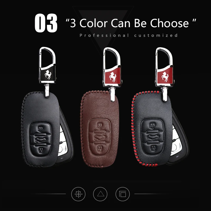 Автомобильный ключ оболочки чехол для Audi A3 A4 B5 B6 B7 B8 B9 A6 C5 C6 A5 Q5 Q7 TT натуральная кожа