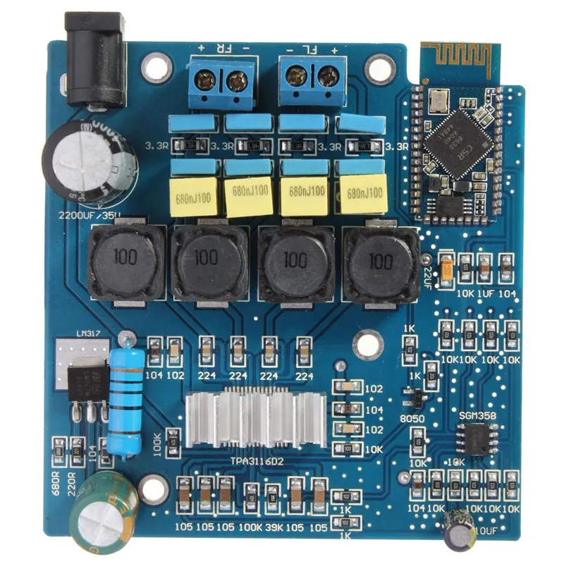 

Frss Shipping New product 24VDC TPA3116 Bluetooth Amplifier Board Class D 50W*2 Amp Board CSR4.0